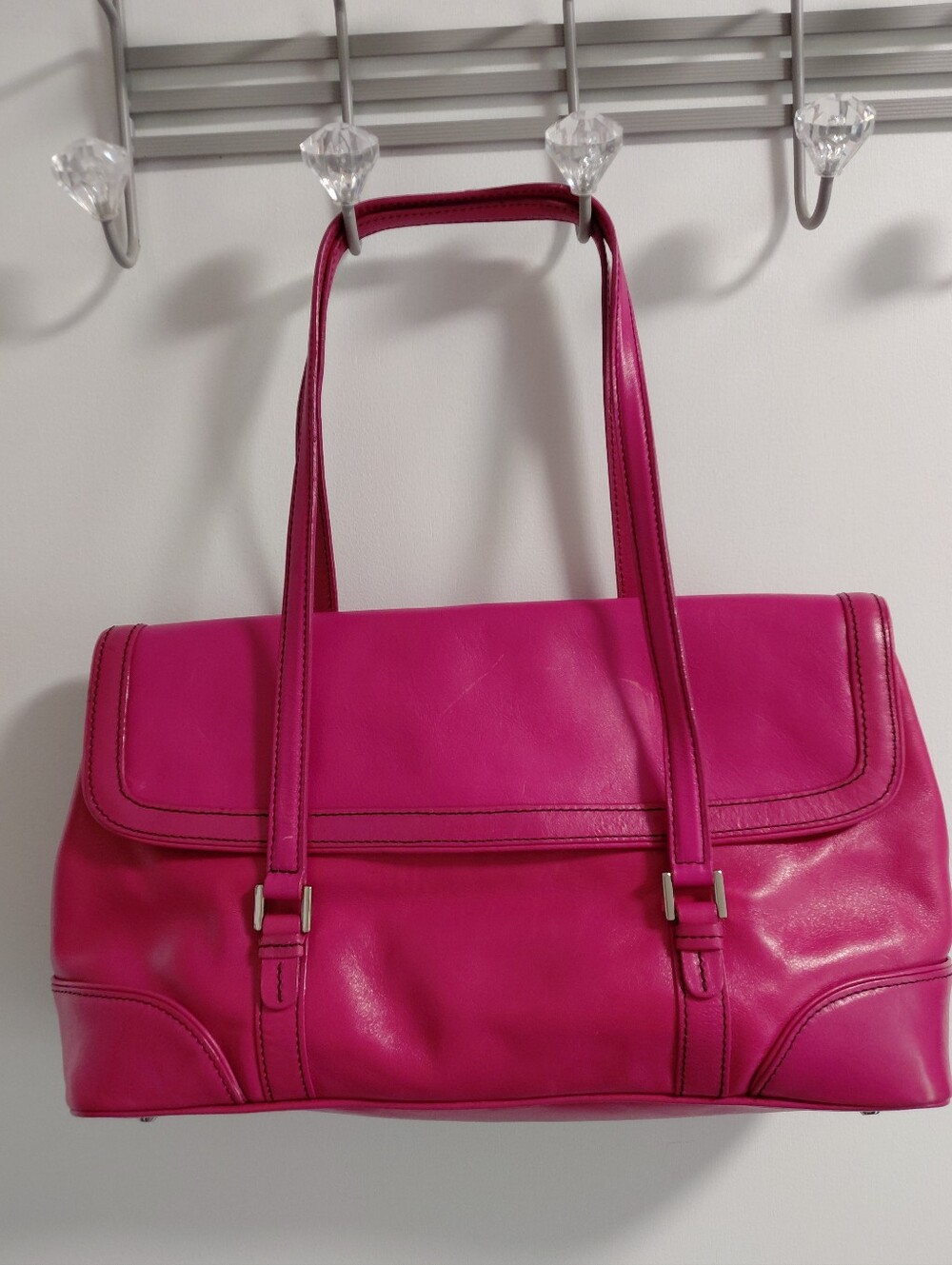 Nordstrom Pink Plum Leather Shoulder Bag Purse Raspberry Sorbet